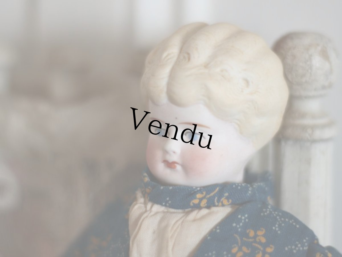 画像4: RARE!! Victorian Print Body China Head Doll / 13.5in /Germany (4)