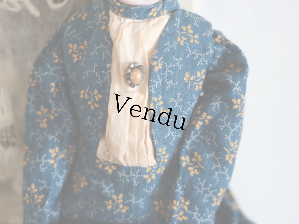 画像5: RARE!! Victorian Print Body China Head Doll / 13.5in /Germany (5)