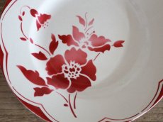 画像2: Gien Red Floral デザートプレートA/ 8 in / France (2)