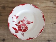 画像1: Gien Red Floral デザートプレートA/ 8 in / France (1)