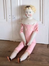 画像11: China Head Doll 18 1/2in / Cute Pink Cloth Body (11)