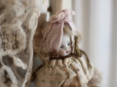 画像6: RARE!! mohair cloth body bisque head doll  /6 1/2 in (6)