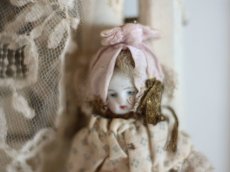 画像2: RARE!! mohair cloth body bisque head doll  /6 1/2 in (2)