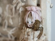 画像5: RARE!! mohair cloth body bisque head doll  /6 1/2 in (5)