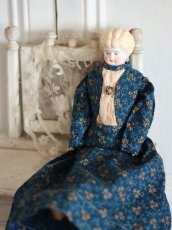 画像1: RARE!! Victorian Print Body China Head Doll / 13.5in /Germany (1)