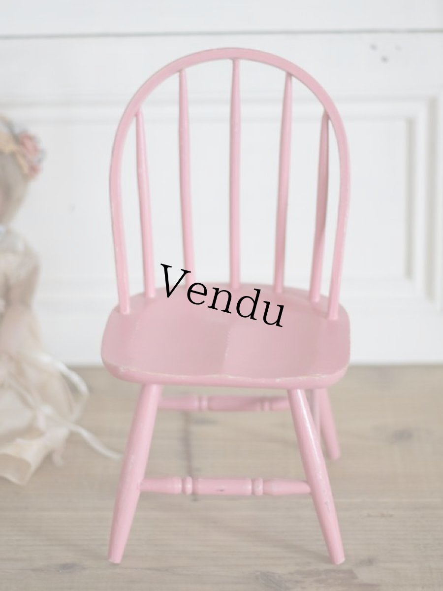 画像3: Doll house Pink wood chair / France (3)