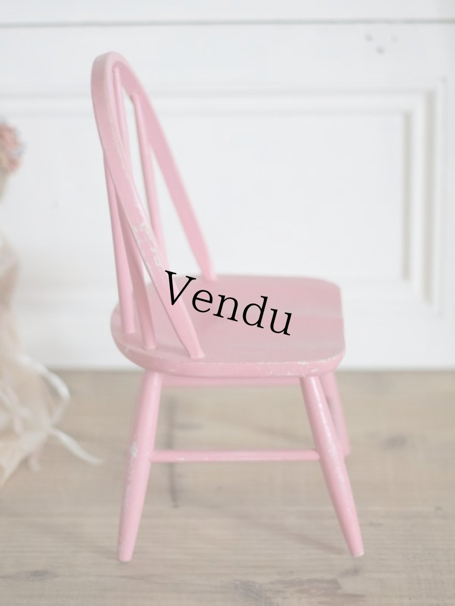 画像6: Doll house Pink wood chair / France (6)