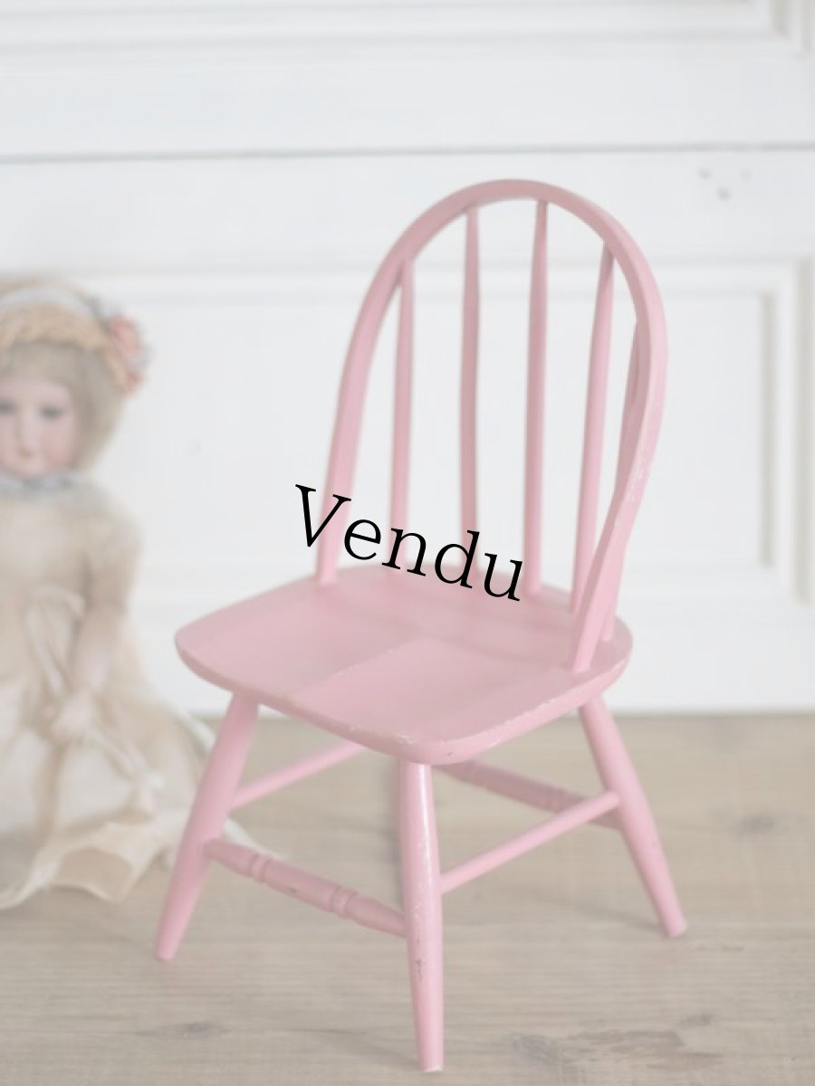 画像2: Doll house Pink wood chair / France (2)