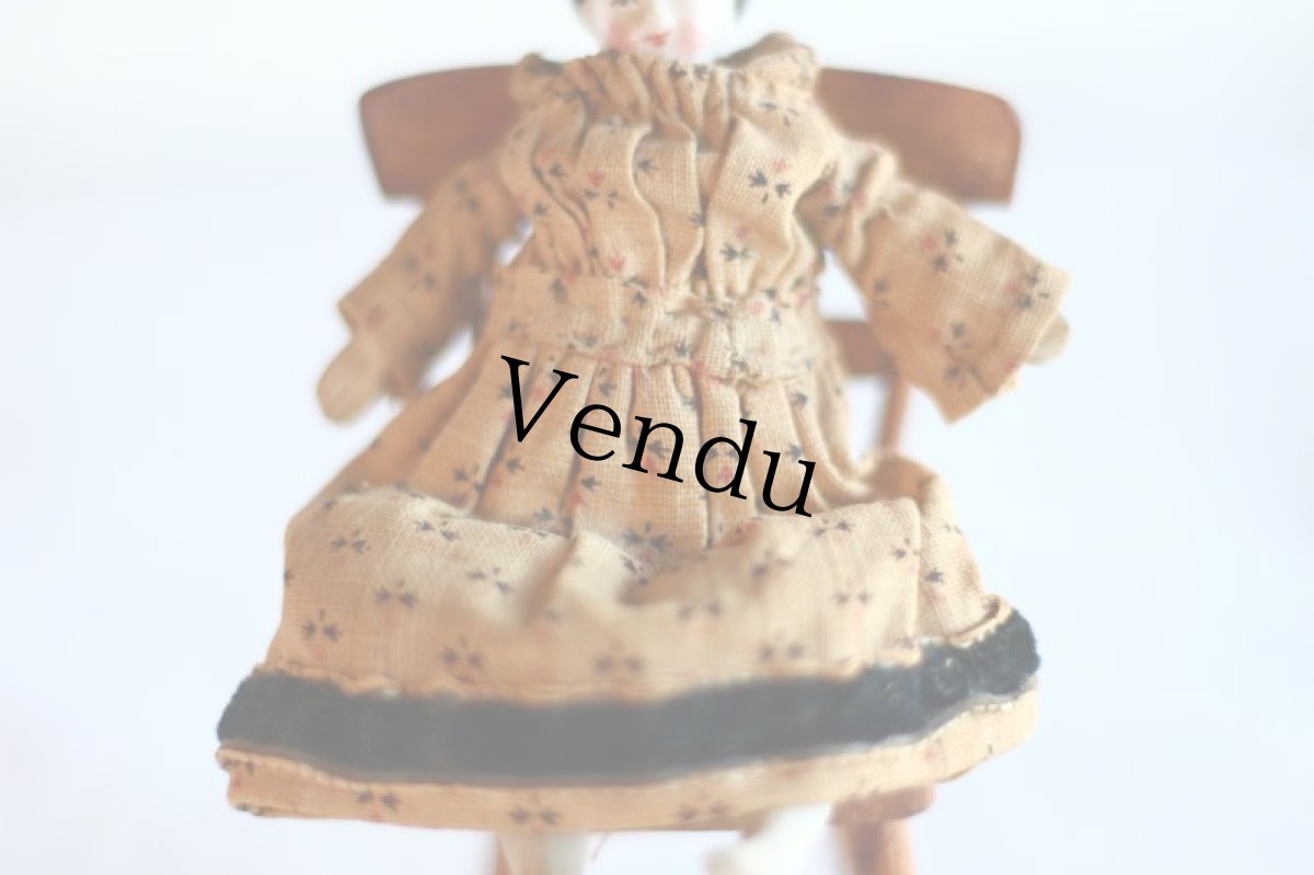 画像5: RARE!! Old Mini China head doll&Chair Set/Germany (5)