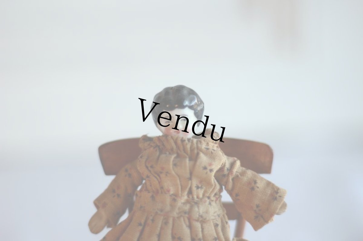 画像2: RARE!! Old Mini China head doll&Chair Set/Germany (2)