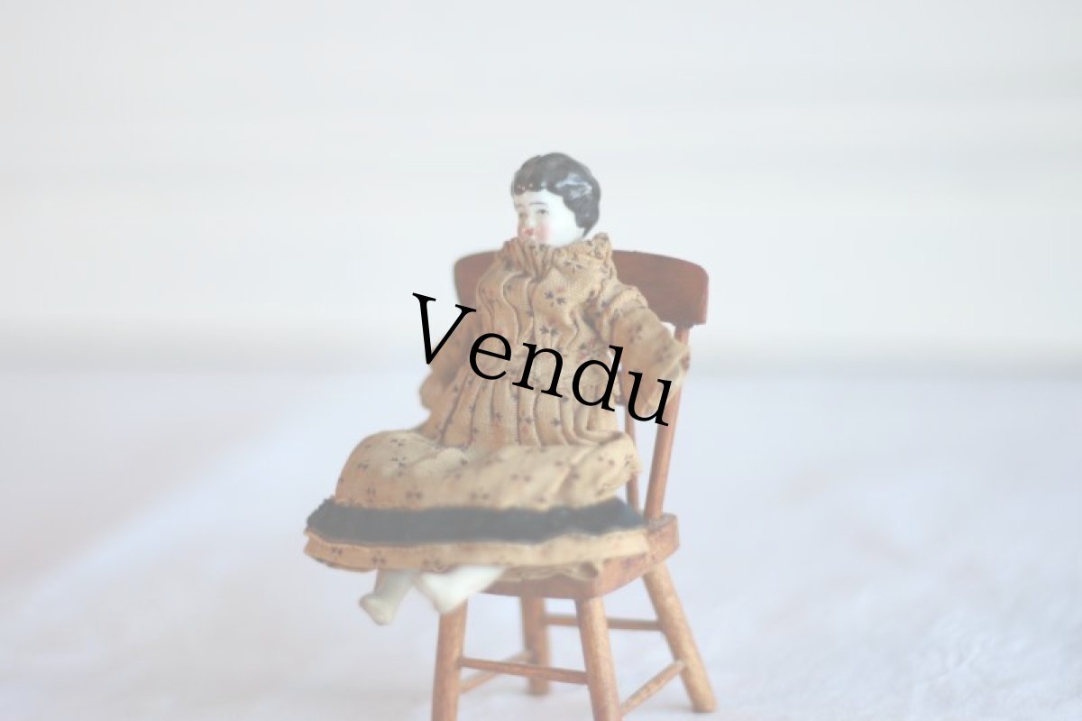 画像3: RARE!! Old Mini China head doll&Chair Set/Germany (3)
