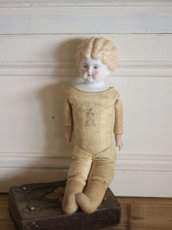 画像1: RARE!! Kestner leather body China Head Doll / 12.5in /Germany (1)