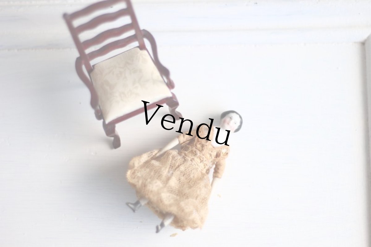 画像10: Old Mini China head doll&Chair Set/Germany (10)