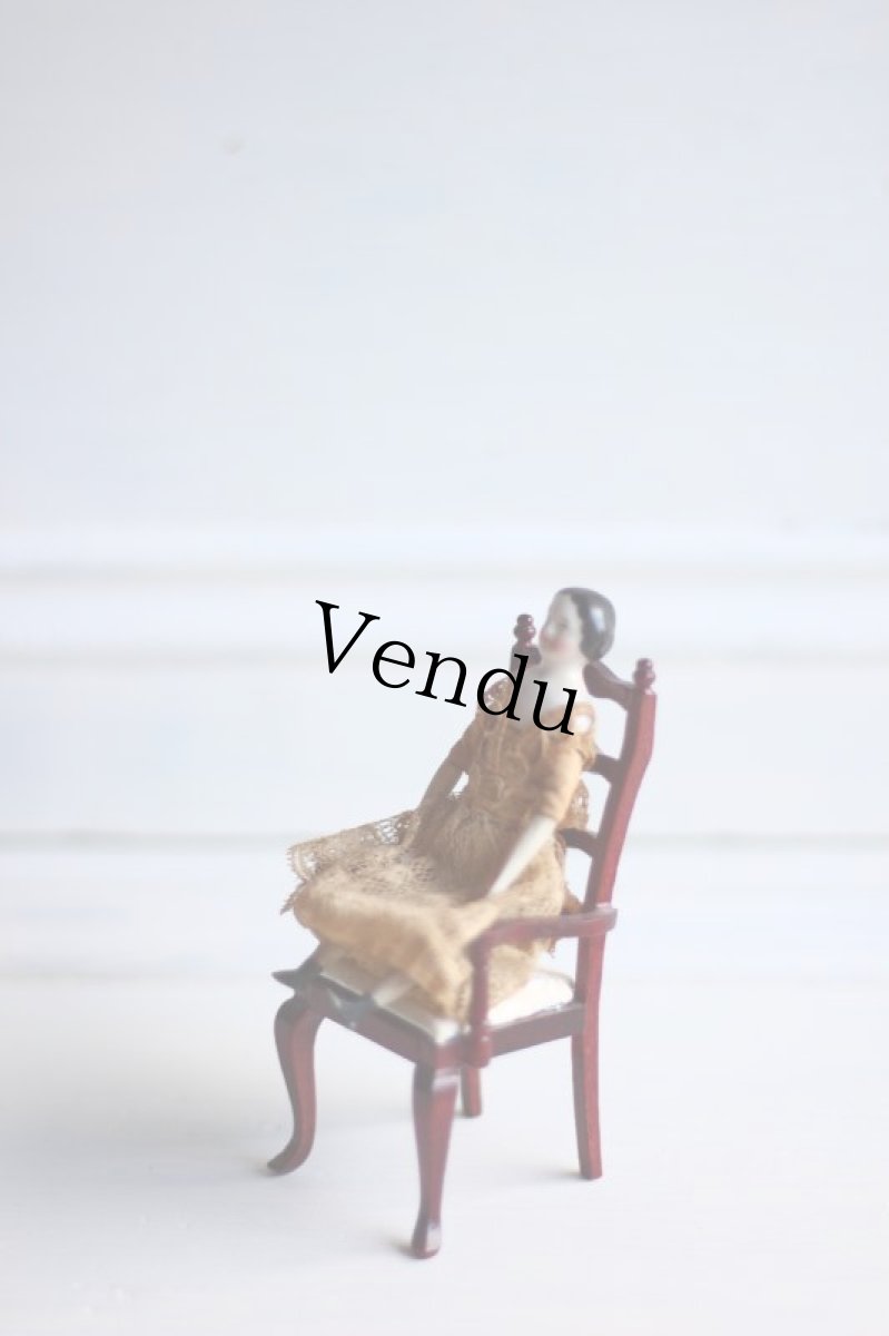 画像4: Old Mini China head doll&Chair Set/Germany (4)
