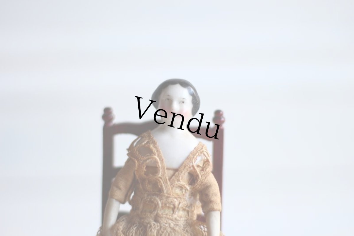 画像2: Old Mini China head doll&Chair Set/Germany (2)