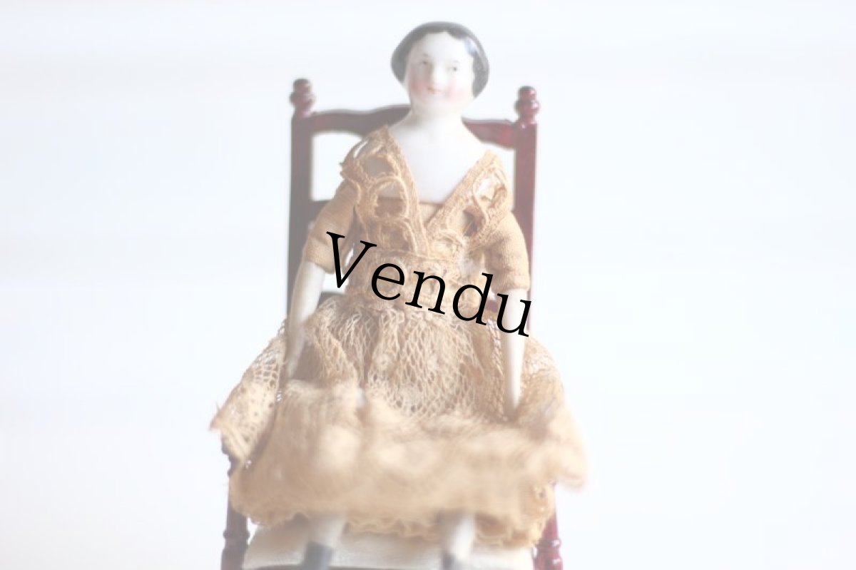 画像3: Old Mini China head doll&Chair Set/Germany (3)
