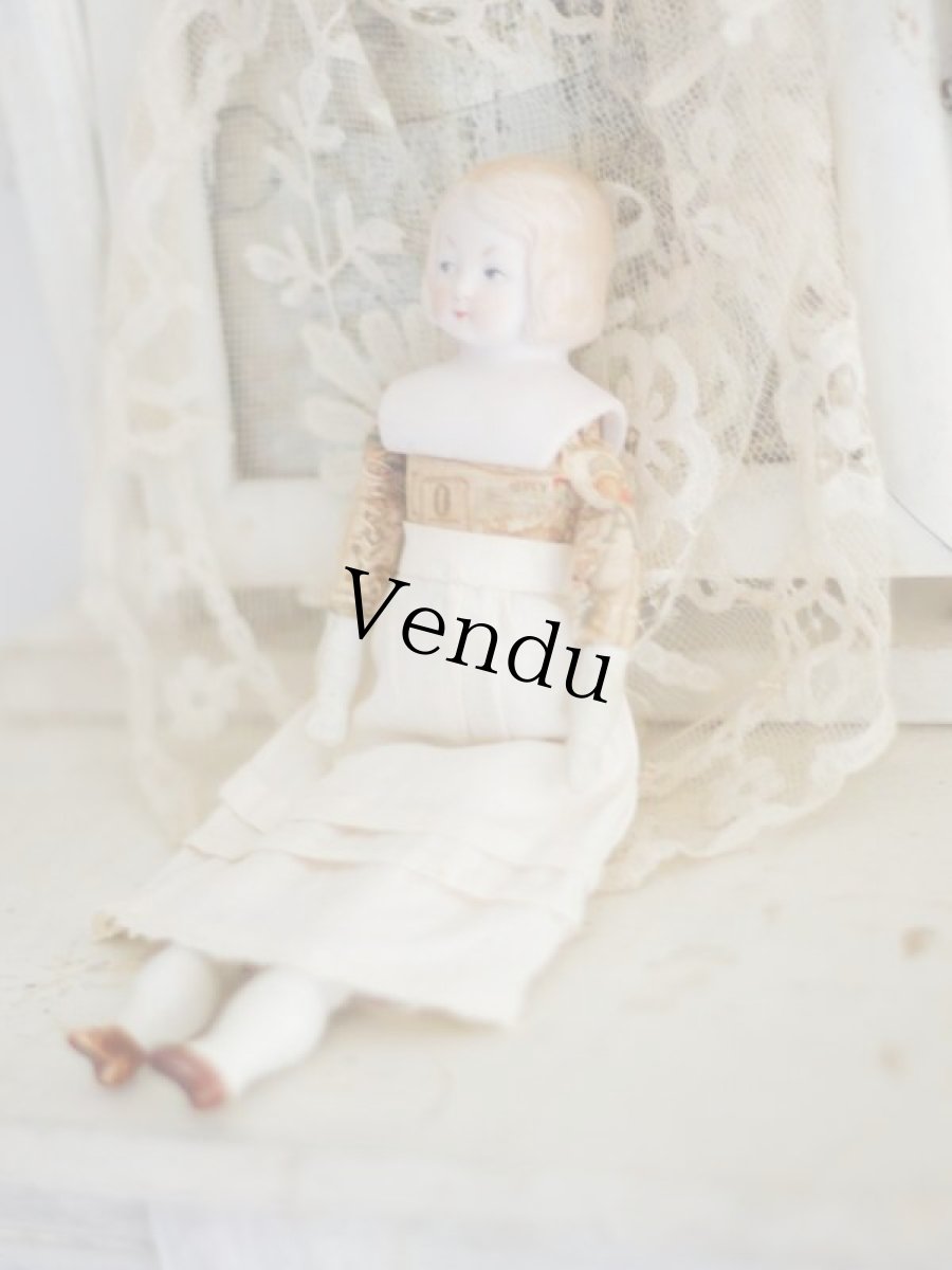 画像3: Rare!! Hertwig Print body china head doll //7in (3)