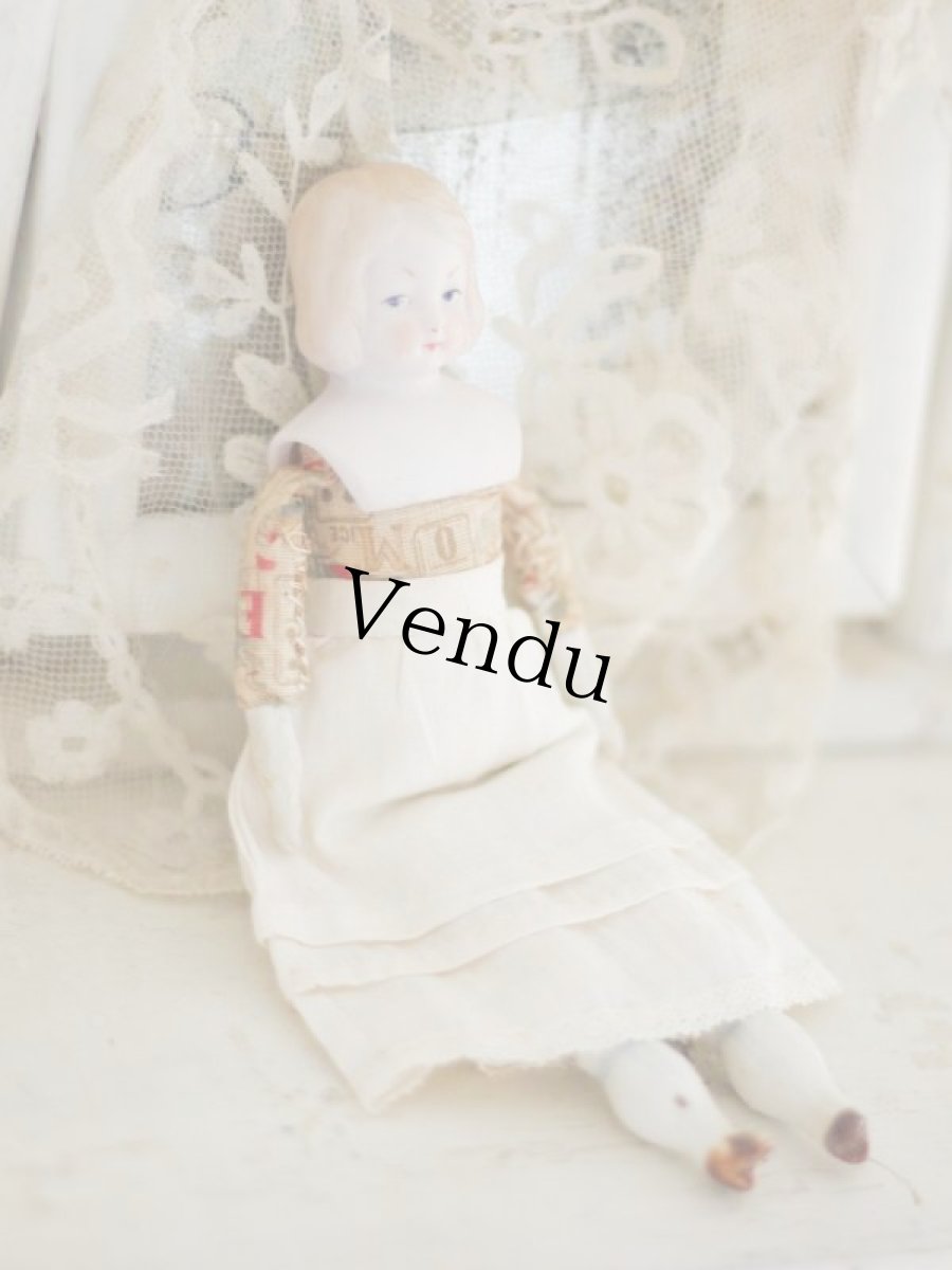 画像2: Rare!! Hertwig Print body china head doll //7in (2)