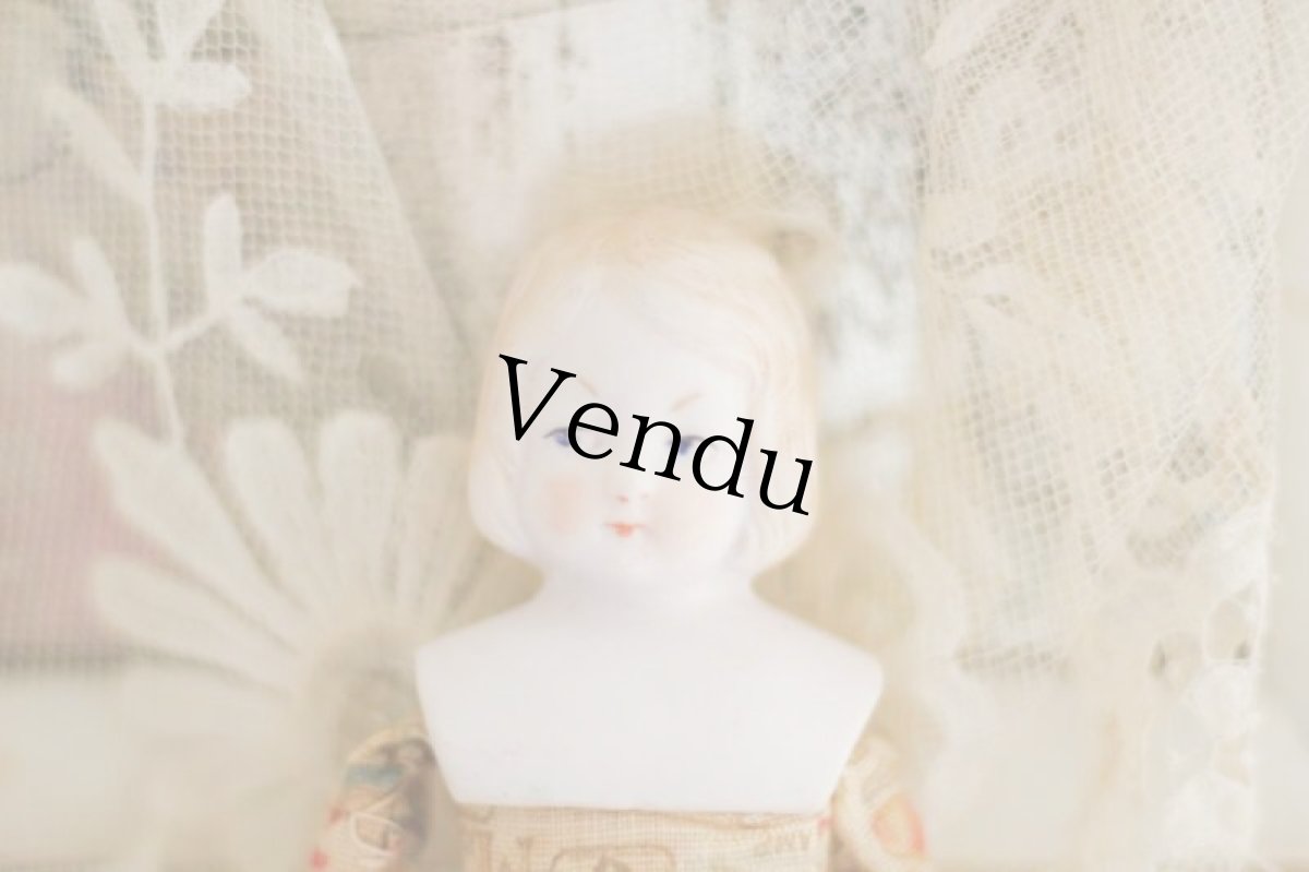 画像4: Rare!! Hertwig Print body china head doll //7in (4)