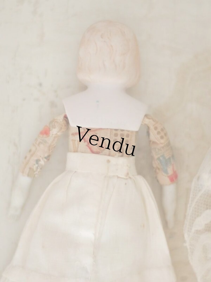 画像6: Rare!! Hertwig Print body china head doll //7in (6)