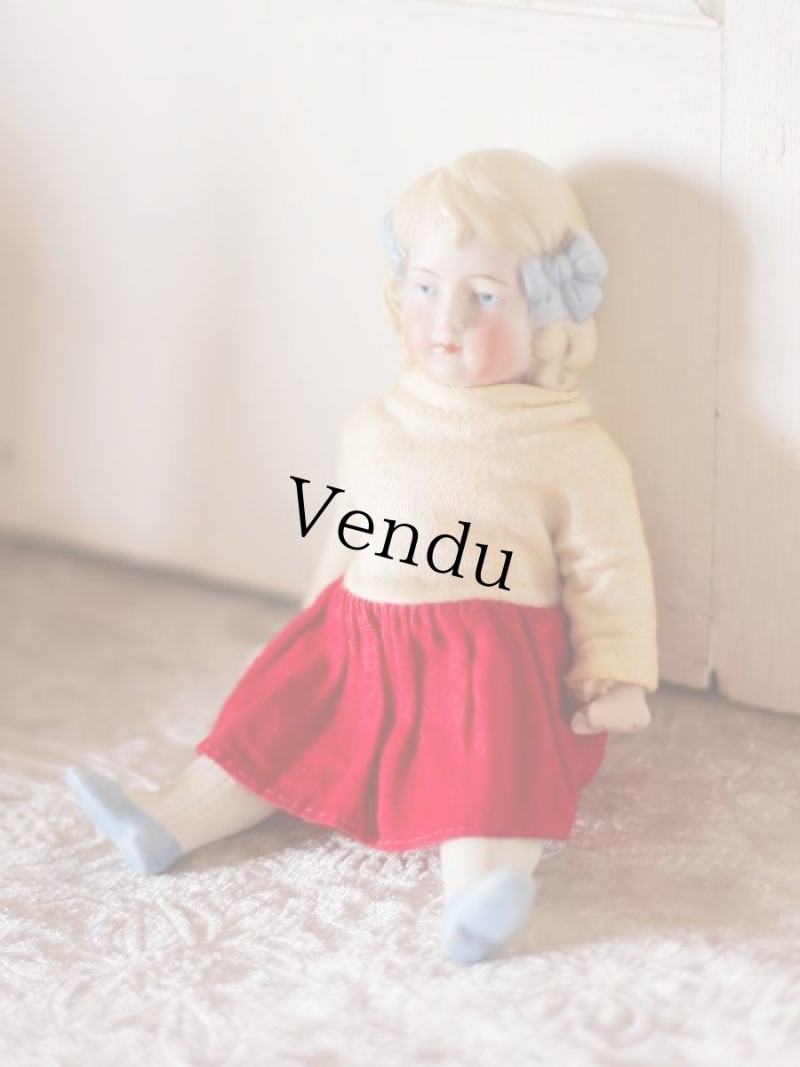 画像4:  Blue ribbon All bisque doll  // 6.5in (4)