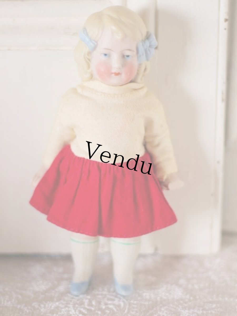 画像5:  Blue ribbon All bisque doll  // 6.5in (5)