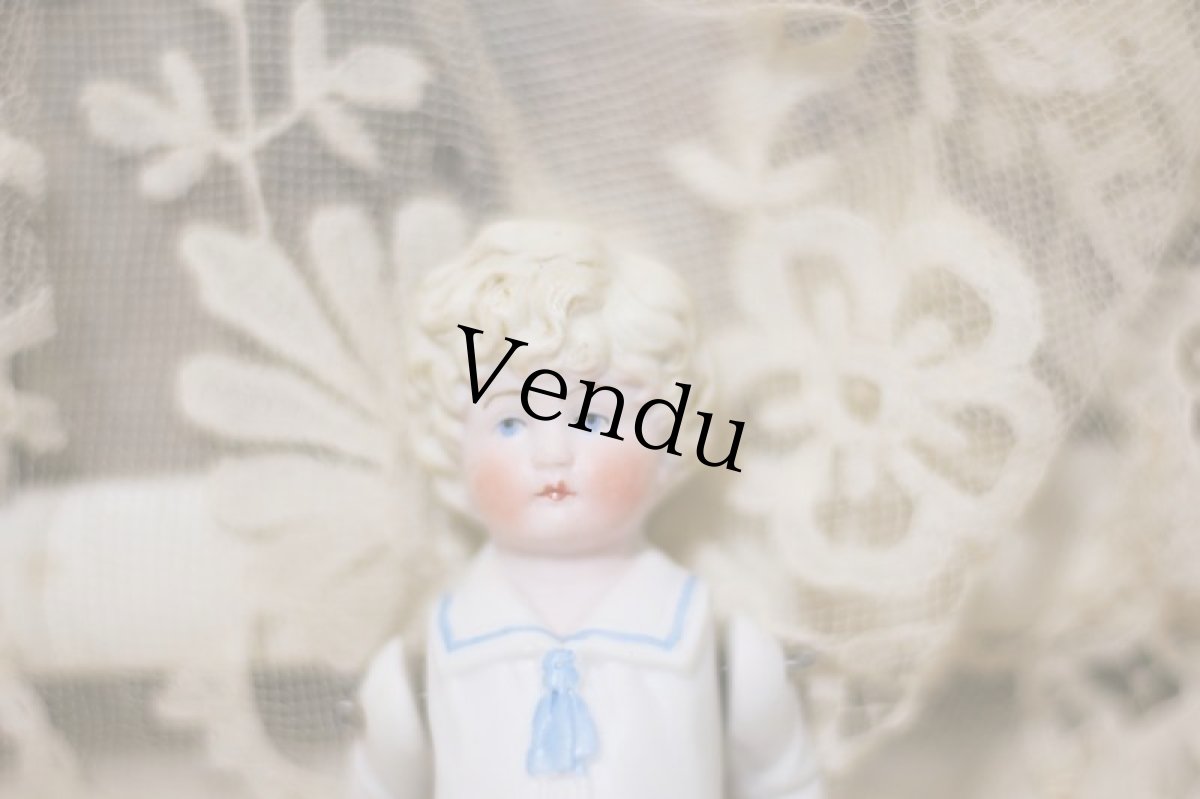 画像2: Hertwig All Bisque Doll //sailor blue ribbon//4.5in (2)