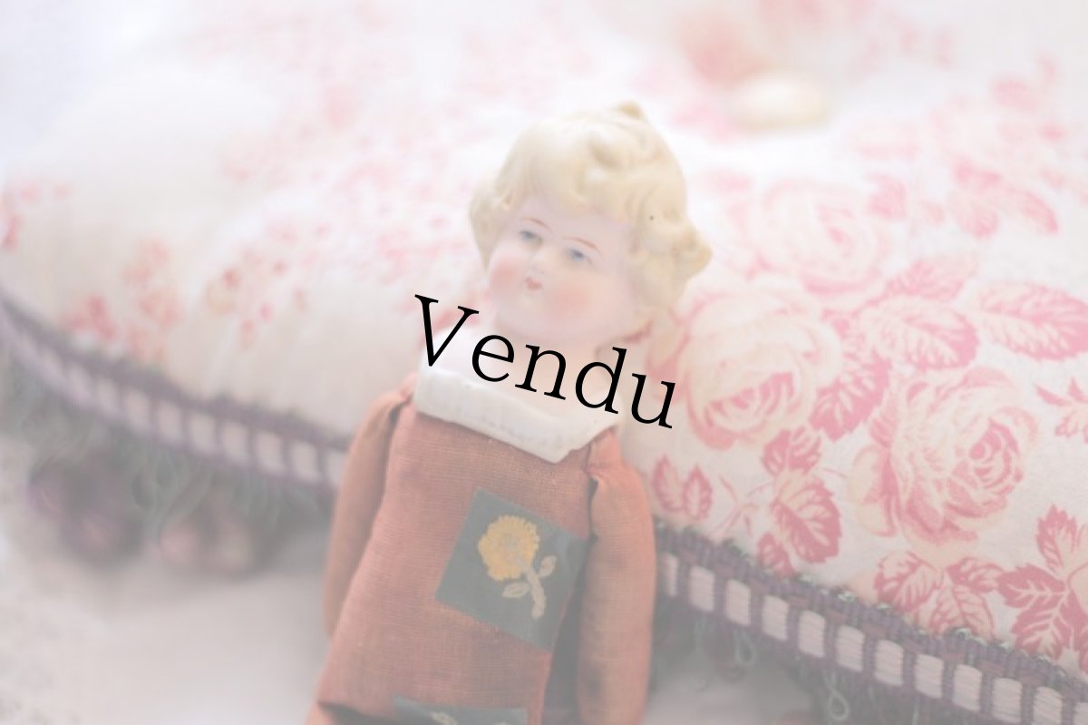 画像4: RARE!! Red Body & Blond Hear & Race Shoulder China head doll //7in (4)