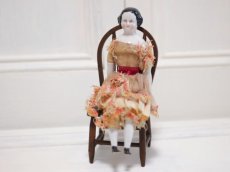 画像1: Rare!Classic China head doll & Chair SET //9.5in (1)