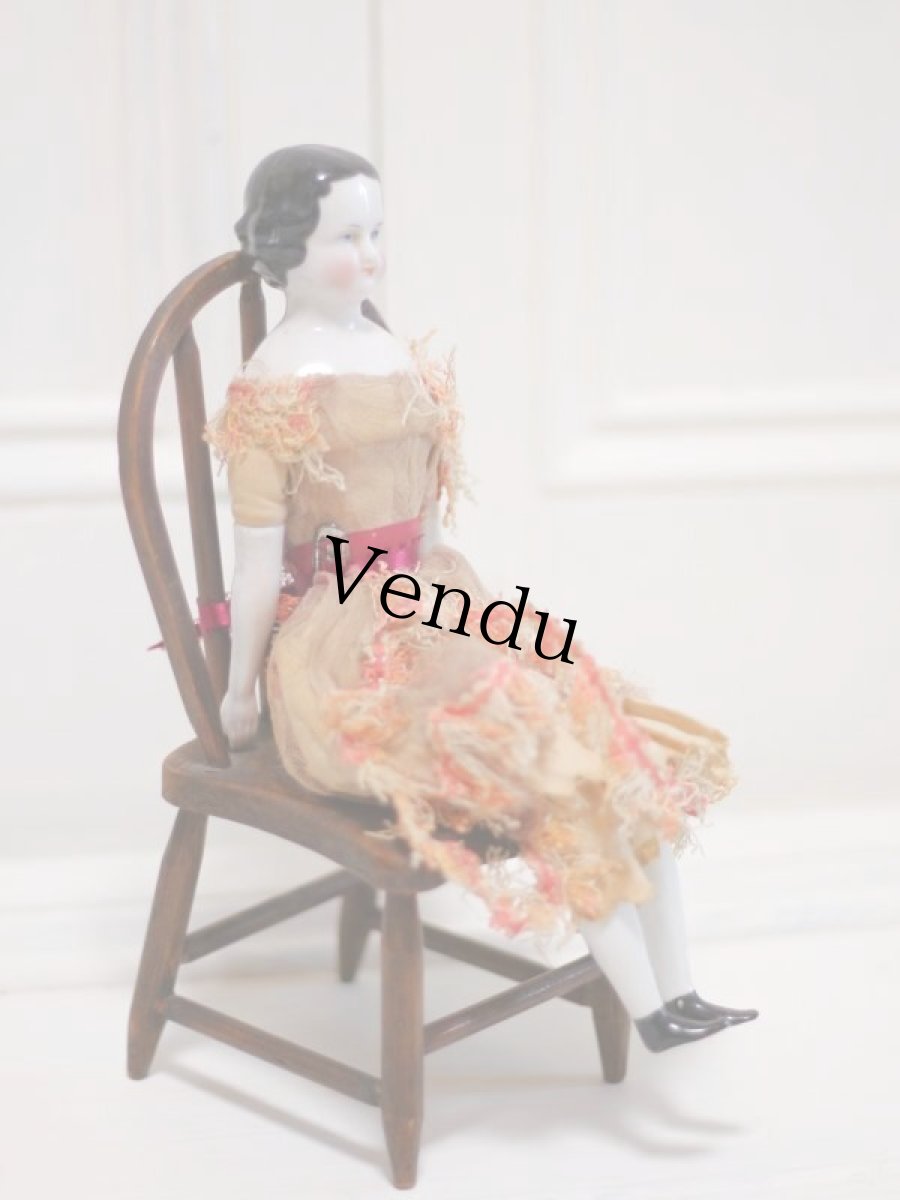 画像3: Rare!Classic China head doll & Chair SET //9.5in (3)
