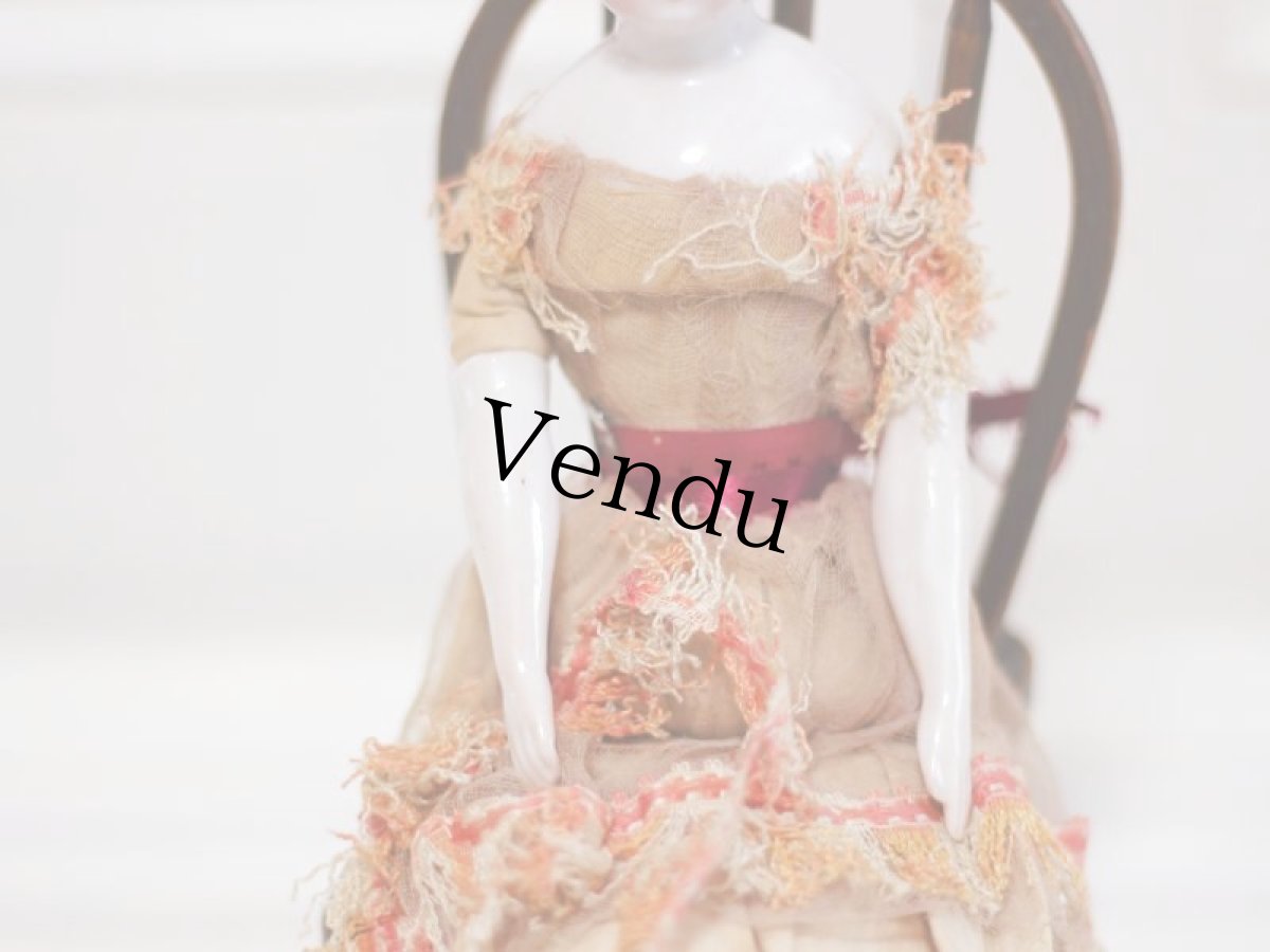画像6: Rare!Classic China head doll & Chair SET //9.5in (6)