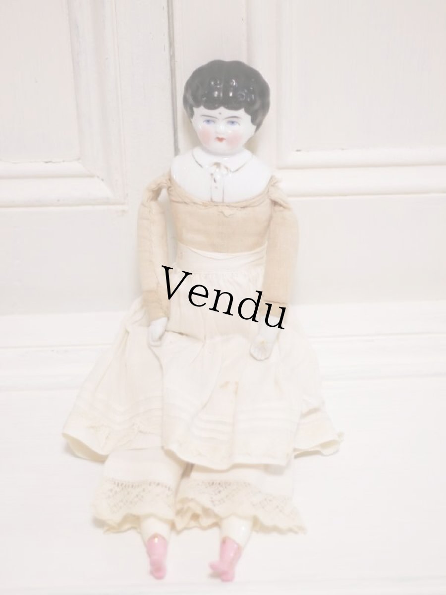 画像10: Rare!Blouse shoulder & Pink boots Hertwig China head doll  //13.5in (10)