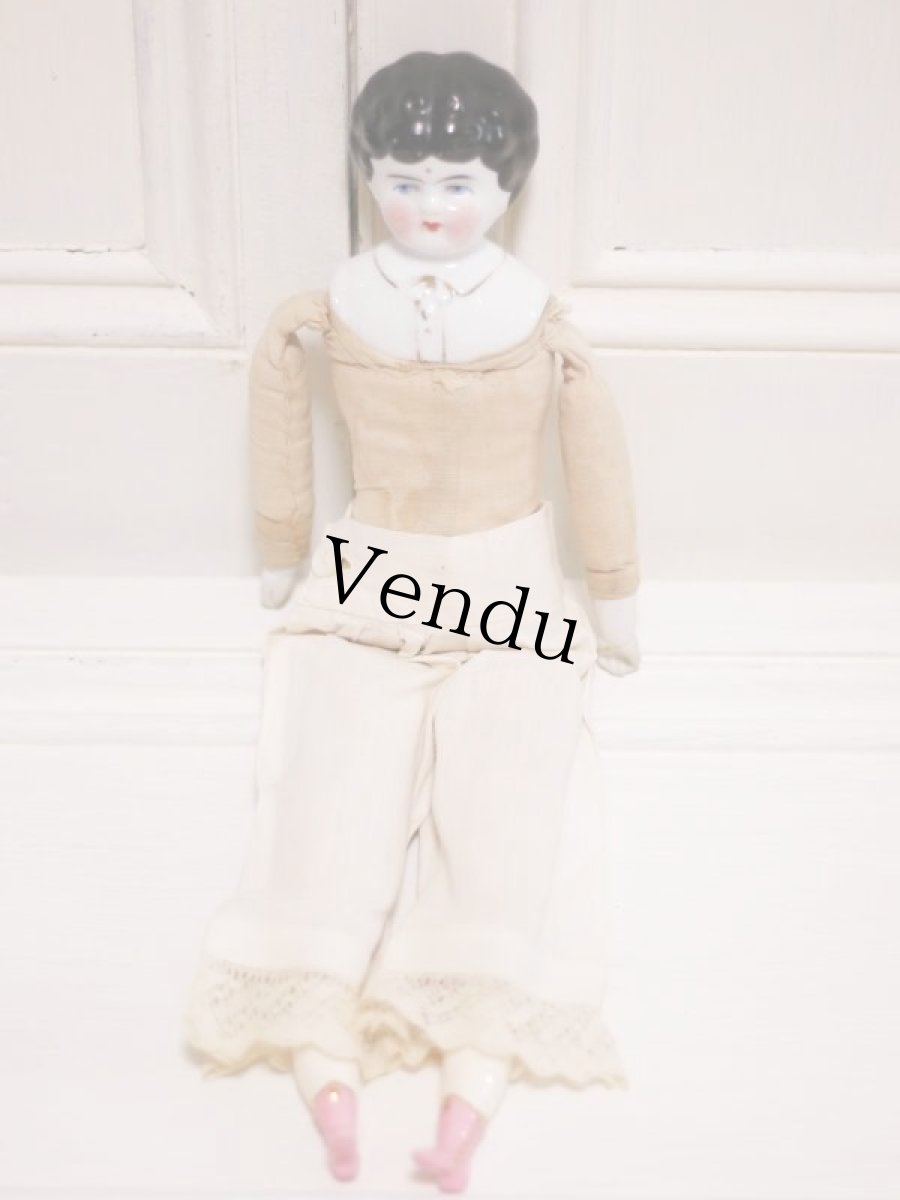 画像11: Rare!Blouse shoulder & Pink boots Hertwig China head doll  //13.5in (11)