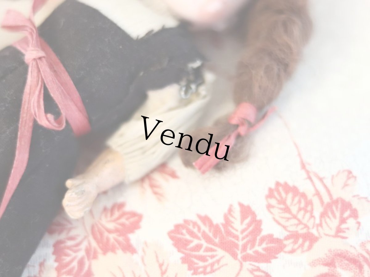 画像14: 黒のドレスに赤いリボンのビスクドール/Gebruder Krauss// (14)