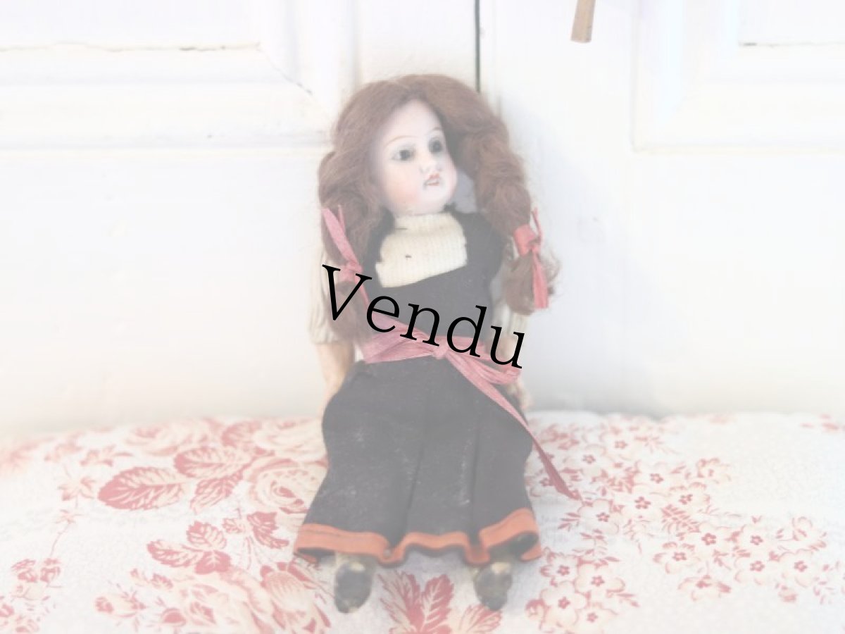 画像13: 黒のドレスに赤いリボンのビスクドール/Gebruder Krauss// (13)