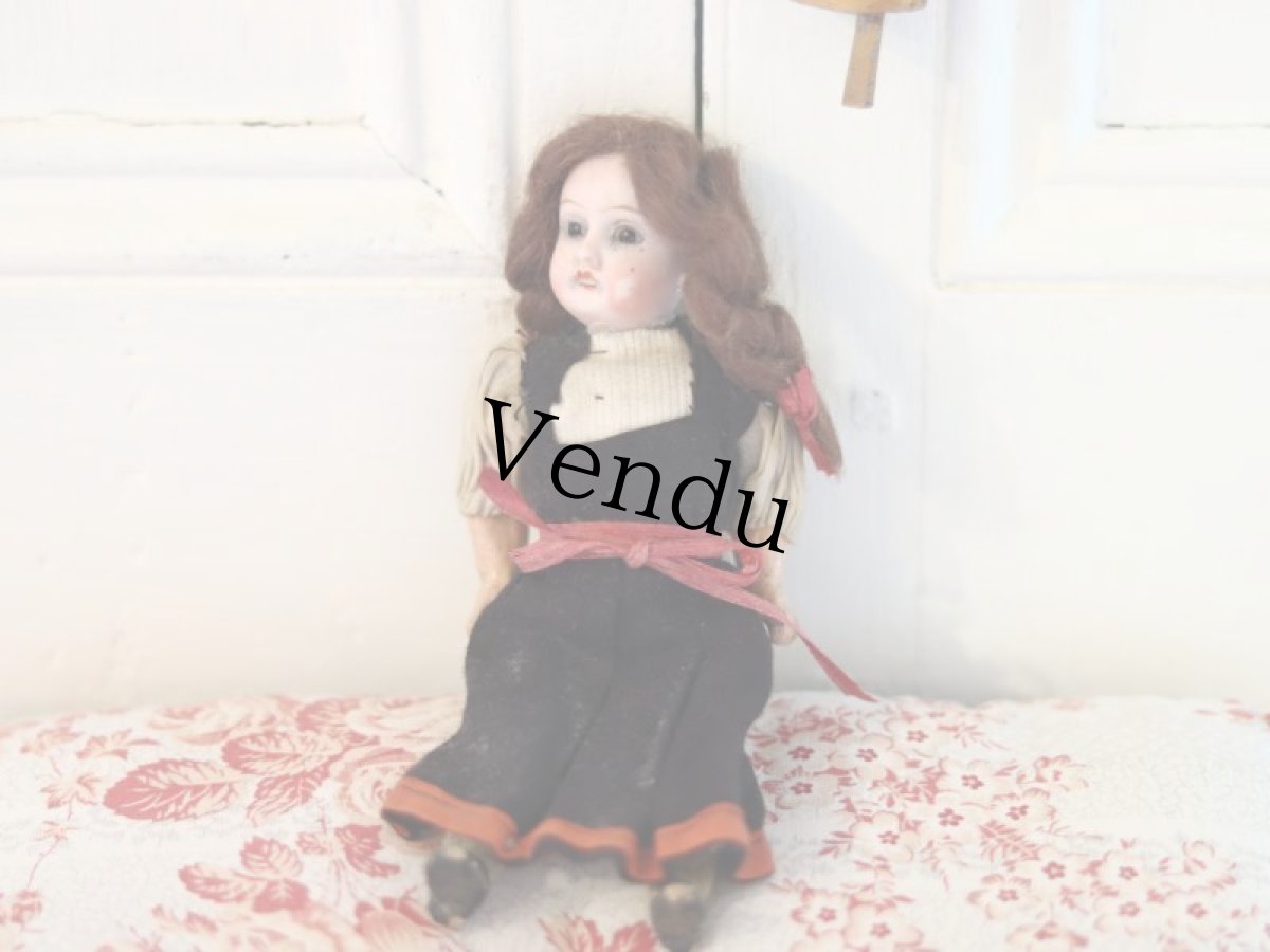 画像11: 黒のドレスに赤いリボンのビスクドール/Gebruder Krauss// (11)