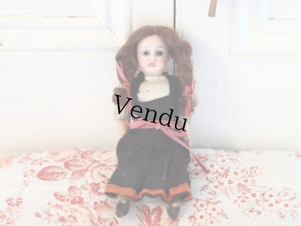 画像12: 黒のドレスに赤いリボンのビスクドール/Gebruder Krauss// (12)