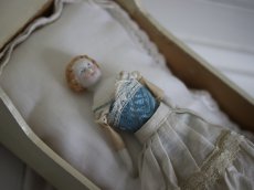 画像2: Victorian Blonde China Head Doll Wearing a Blue Corset&Blue Boots//6.3in (2)