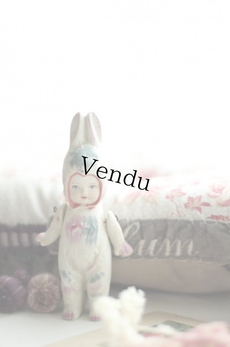 画像1: opening sale ウサギの着ぐるみビスクドール pink 090 (1)