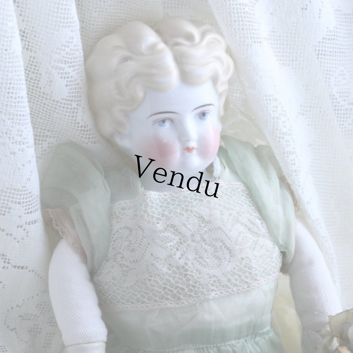 画像2: オーガンジードレスのチャイナヘッドドール EK08181801 (2)