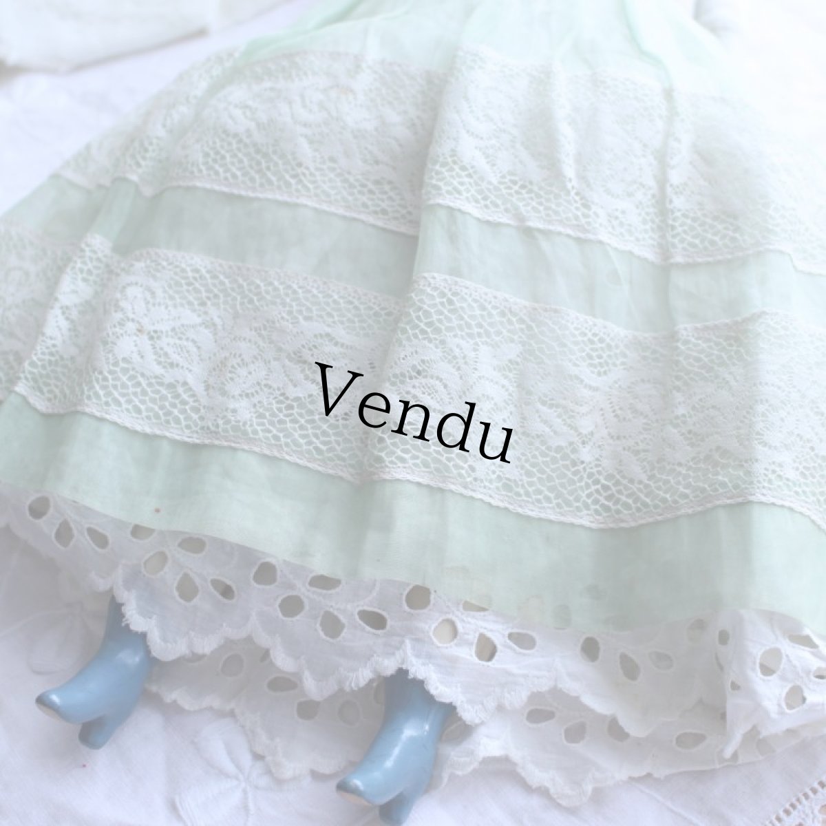 画像5: オーガンジードレスのチャイナヘッドドール EK08181801 (5)