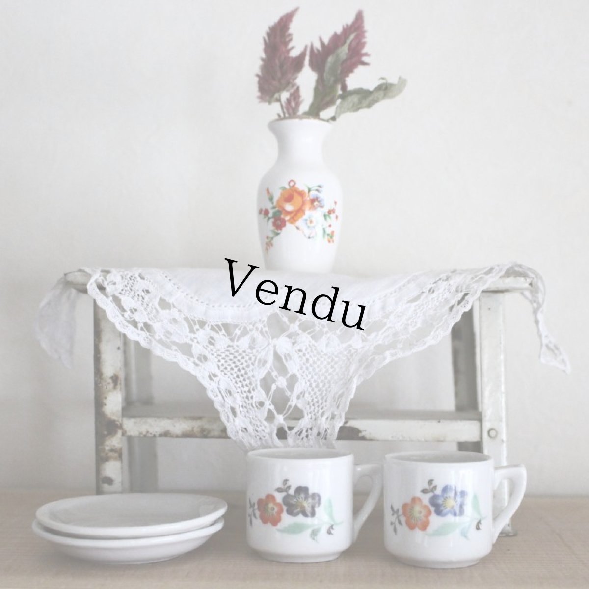 画像2: ドールハウス お花柄のカップセットとフラワーベースのセット ＊ (2)