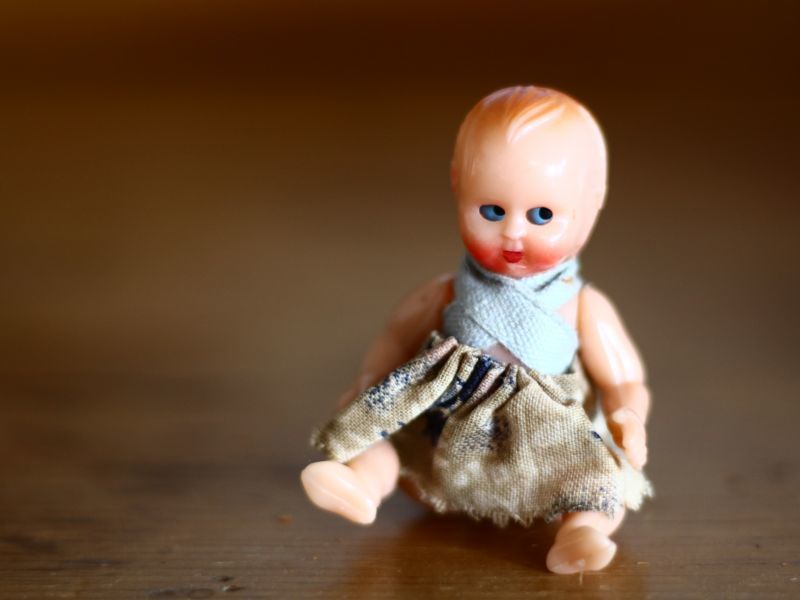 ビスクドール スリープアイのミニベビー/Antique Doll/お人形