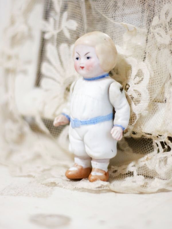 Antique toricoTte Hertwig All Bisque Doll //3-1/4in/Antique